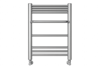 Chrome heated towel rail standing on transparent background