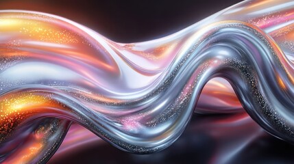 Abstract flowing shapes with vibrant colors and a glossy texture.