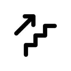 Black arrow curving upwards on a white background indicating direction or movement in a simple design style
