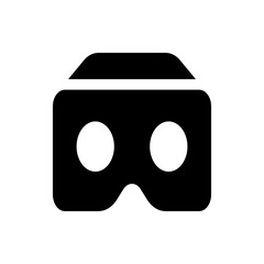 Illustration of a black virtual reality headset with two white circular lenses on a white background