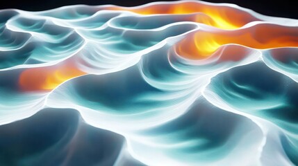 Abstract representation of fluid waves with glowing colors, suggesting movement and depth.