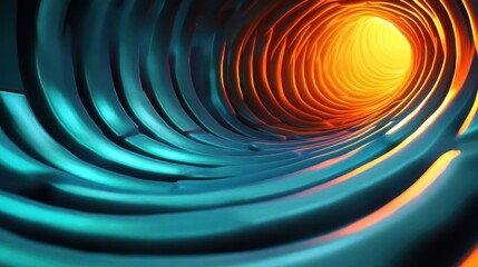 A vibrant, abstract tunnel with swirling patterns and radiant light at the end.