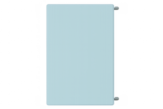 Light blue tempered glass panel hanging on a transparent background