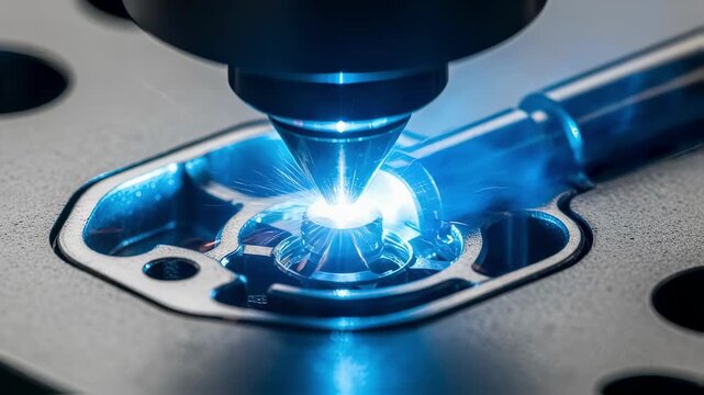 Highmagnification image capturing laser welding beam fusing metal housing of implantable biosensors to create secure airtight seals.