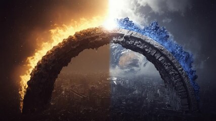 Abstract city contrast fire ice - Powered by Adobe