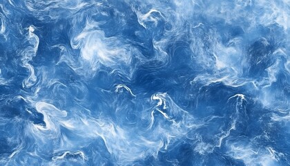 Obraz premium The illustration shows a seamless texture of blue and white abstract swirls, creating a fluid, dynamic effect that resembles flowing water or clouds.