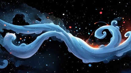 A swirling blue wave against a starry background, evoking a sense of motion and wonder.