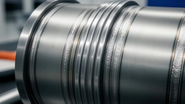 Closeup of welding seams on a radioisotope thermoelectric generator heatsource encapsulation cell ensuring airtight and radiationproof containment.