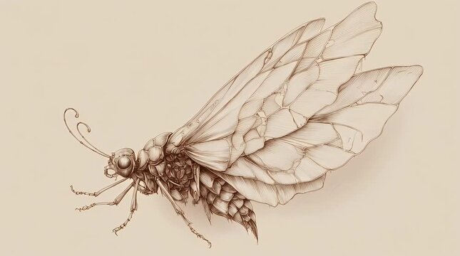 Intricate Line Art of a Butterfly with Detailed Wing Structure with ai generated