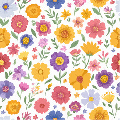 Colorful flower pattern on a white background
4