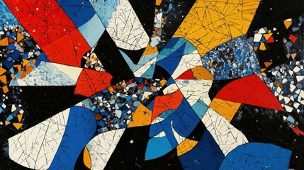 Abstract composition with vibrant colors and geometric shapes creating a dynamic visual impact.