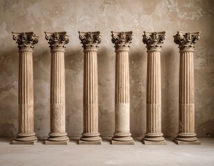 Obraz premium Seven classical columns against a textured wall