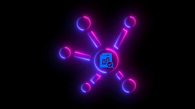 &ldquo;Glowing Neon Data Analyst Icon Animation on Black Background &ndash; Futuristic Business Intelligence and Data Visualization Symbol Representing Analytics, Statistics, and Computational Insights (CS)&rdquo;