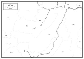 北海道帯広市の白地図データ