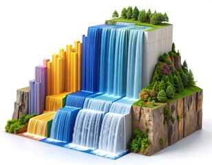 Waterfall graph, nature-inspired