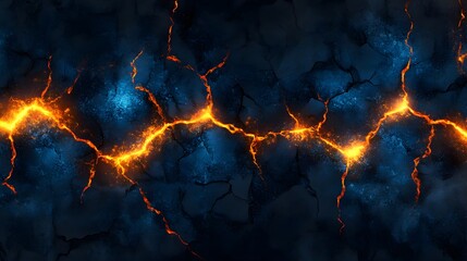Molten earth fissures ablaze with fiery energy.
