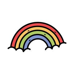 Colorful Cartoon Rainbow Over Soft Cloud Background