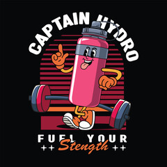 Cute cartoon pink sport bottle character walking with a happy face illustration