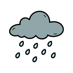 Gray Cloud with Raindrops Overcast Weather Illustration
