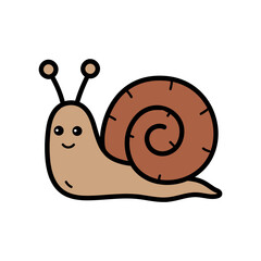 Cute Cartoon Snail with Brown Shell and Smile