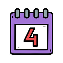 Colorful Calendar Icon with Bold Number Four