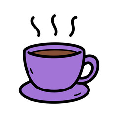 Purple Cup of Coffee with Steam Rising Above