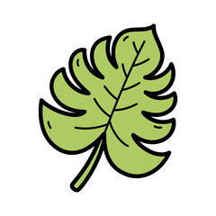 Hand-drawn Green Tropical Leaf Illustration Vector Art