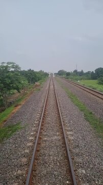 railroad tracks in the countryside
