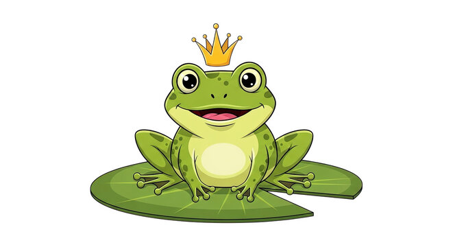 Cute frog prince cartoon illustration vector image for kids books and children's designs royalty free on transparent background