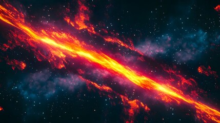 Fiery cosmic ribbon slicing through the void.