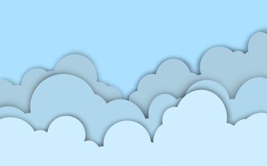 Blue Paper Cut Cloud Background Illustration