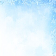Winters Embrace Delicate Snowflakes on a Light Blue Watercolor Texture Background.