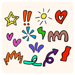 Vibrant Hand-Drawn Doodle and Symbol Vector Set