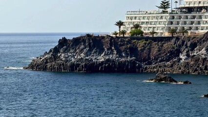 Experience the Stunning Coastal View Featuring a Hotel Beautifully Overlooking the Ocean