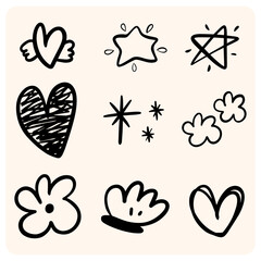 Hand-Drawn Brown Doodle and Symbol Collection