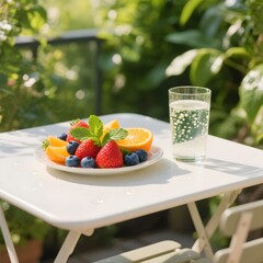 신선한과일과시원한베리주스테라스