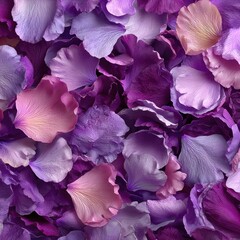 Close-up view of many delicate, overlapping petals in shades of purple and pink.  Soft, textured surfaces.  Floral pattern