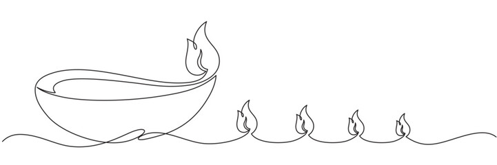 Diya diwali line art style in vector