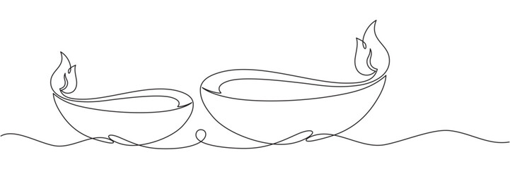 Line art diya diwali