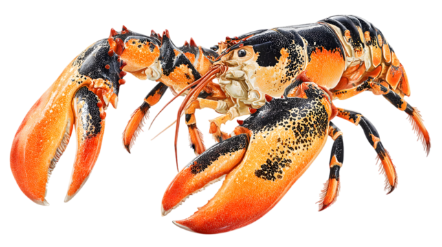 Enormous lobster captures realistic details isolated on white