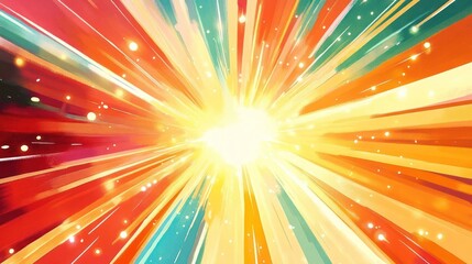 A vibrant explosion of colors radiating outward, creating a dynamic and energetic visual effect.