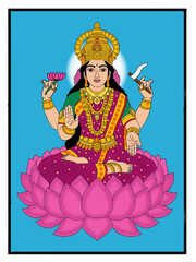 hand drawn digital art of goddess adhi lakshmi