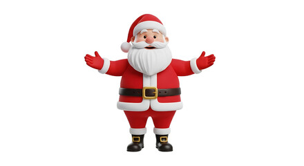 Cheerful 3D Render of Santa Claus with Open Arms.