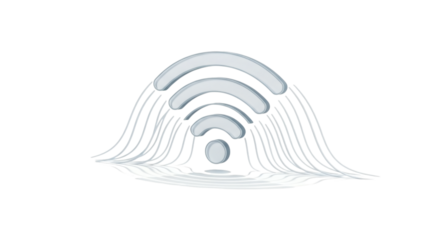 WiFi symbol with digital distortion on black background design