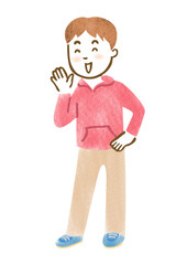 声援を送っている男性の手描きイラスト