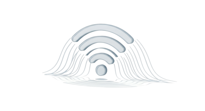 WiFi symbol with digital distortion on black background design