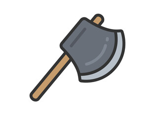 斧のアイコン（線画カラー）のイラスト