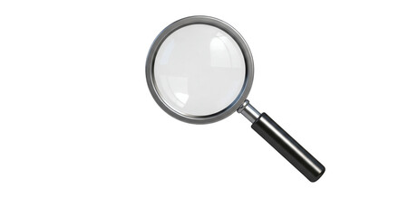 Magnifying glass with metallic handle on plain black background