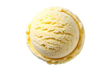 Fototapeta premium Single Scoop of Banana Ice Cream in Top View Isolated on White