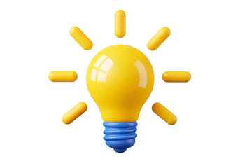 3d cartoon light bulb icon for idea concept png